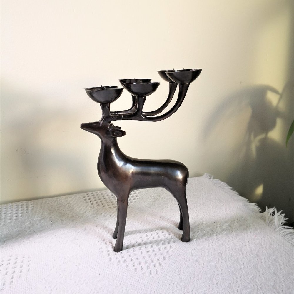 Solid Brass Deer Candle Holder